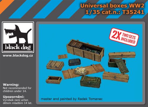 Black Dog T35241 Universal boxes WWII accessories set makett dioráma kiegészítő (1/35)