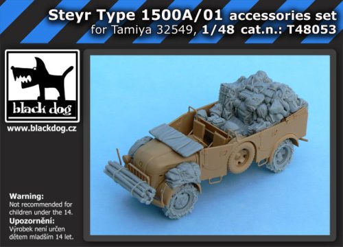 Black Dog T48053 Steyr Type 1500A/01 accessories set for Tamiya 32549, 25 resin parts makett dioráma kiegészítő (1/48)