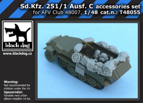 Black Dog T48055 Sd.Kfz. 251/1 Ausf.C accessories set for AFV Club AF48007, 27 resin parts makett dioráma kiegészítő (1/48)