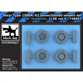   Black Dog T48057 Steyr Type 1500A/01 snowchained wheels set for Tamiya kits, 4 resin parts makett dioráma kiegészítő (1/48)
