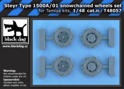 Black Dog T48057 Steyr Type 1500A/01 snowchained wheels set for Tamiya kits, 4 resin parts makett dioráma kiegészítő (1/48)