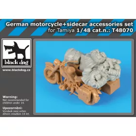   Black Dog T48070 German motorcycle +sidecar for Tamiya makett dioráma kiegészítő (1/48)