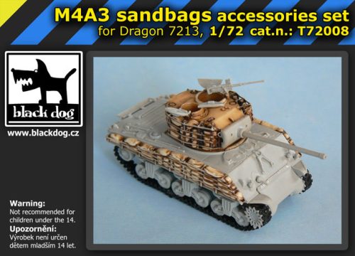 Black Dog T72008 M4A3 sandbags for Dragon 7213, 6 resin parts makett dioráma kiegészítő (1/72)