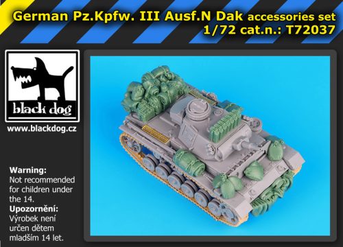 Black Dog T72037 German Pz.Kpw III Ausf.N DAK accessories set for Dragon makett dioráma kiegészítő (1/72)