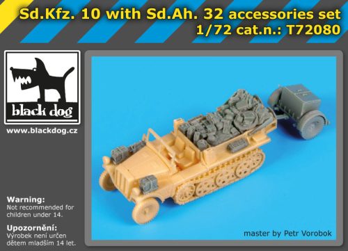 Black Dog T72080 Sd.Kfz 10 with Sd.Ah.32 accessories set for MK 72 makett dioráma kiegészítő (1/72)