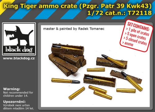 Black Dog T72118 King tiger ammo crate makett dioráma kiegészítő (1/72)