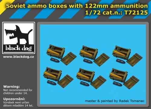 Black Dog T72125 Soviet ammo boxes with 122 mm ammunition makett dioráma kiegészítő (1/72)