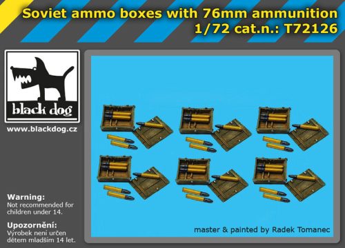 Black Dog T72126 Soviet ammo boxes with 76 mm ammunition makett dioráma kiegészítő (1/72)