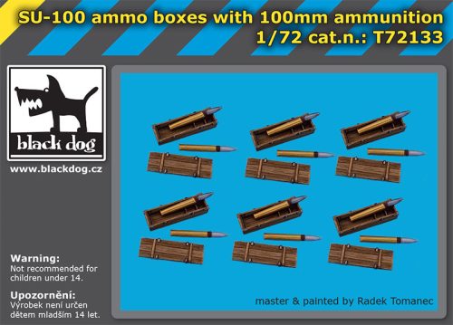 Black Dog T72133 SU-100 ammo boxes with 100mm ammunition makett dioráma kiegészítő (1/72)