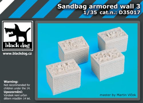 Black Dog D35017 Sandbag armored wall 3 dioráma makett kiegészítő (1/35)