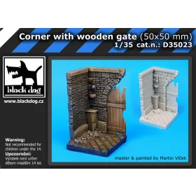   Black Dog D35023 Corner with wooden gate (50x50 mm) dioráma makett kiegészítő (1/35)