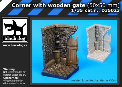 Black Dog D35023 Corner with wooden gate (50x50 mm) dioráma makett kiegészítő (1/35)