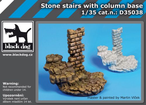 Black Dog D35038 Stone stairs with column base dioráma makett kiegészítő (1/35)