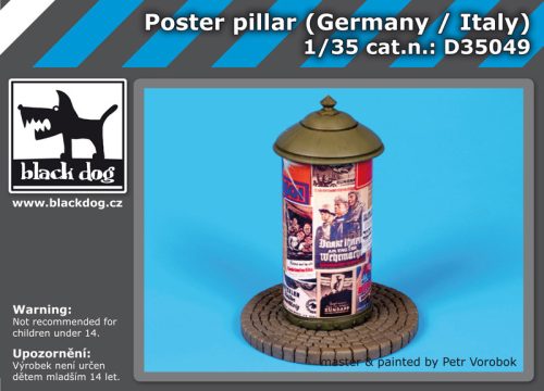 Black Dog D35049 Poster pillar Germany-Italy dioráma makett kiegészítő (1/35)