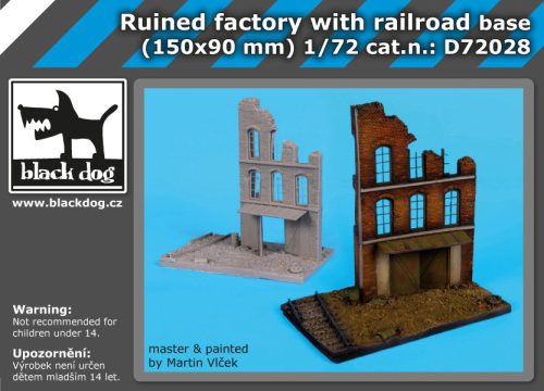 Black Dog D72028 Ruined factory with railroad base dioráma makett kiegészítő (1/72)