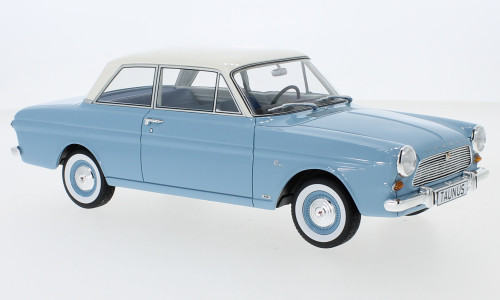 BoS-Models 404 Ford Taunus 12M (P4) Limousine 1965, kék/fehér (1:18)