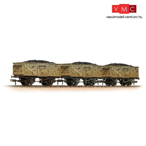 Branchline 37-239 BR 16T Steel Mineral 3-Wagon Pack BR Grey (Early) - Weathered - Includes Wagon Load
