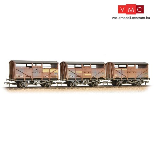Branchline 37-716 8T Cattle Wagon 3-Pack BR Bauxite (Late) - Weathered