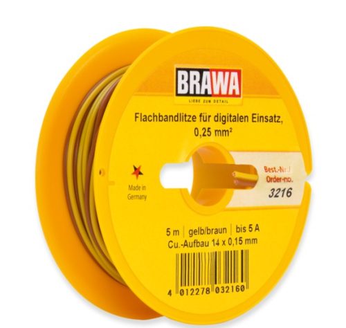 Brawa 3216 Vezeték, szalagkábel 5 m, 0,25 mm², sárga/barna