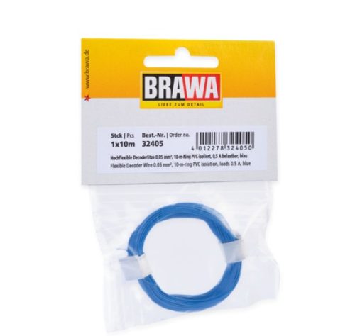 Brawa 32405 Vékony vezeték 0,05 mm², 10 m, kék