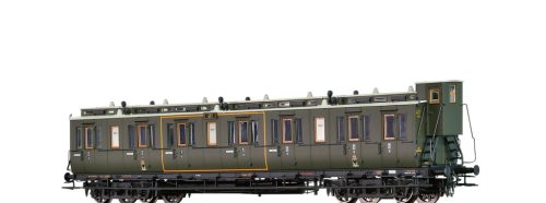 Brawa 45267 Oldalfellépős személykocsi fékházzal, négytengelyes AB4, 1./2. osztály, K.P.E.V. (E1) (H0)