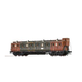   Brawa 45268 Oldalfellépős személykocsi fékházzal, négytengelyes ABC4, 1./2./3. osztály, K.P.E.V. (E1) (H0)