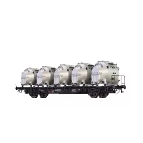   Brawa 49139 Háztól-házig kiskonténerszállító teherkocsi, BTmms 58, Efkr 401 tartálykonténerekkel - Von Haus zu Haus, DB (E3) (H0)