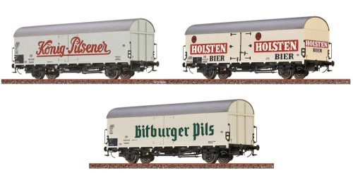 Brawa 50940 Hűtőkocsi-készlet, 3-részes Tnf, Biermarken, DB (E3) (H0)