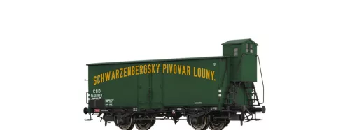 Brawa 51212 Fedett sörszállító teherkocsi fékházzal, Schwarzenbergsky Pivovar Louny, CSD (E2) (H0)