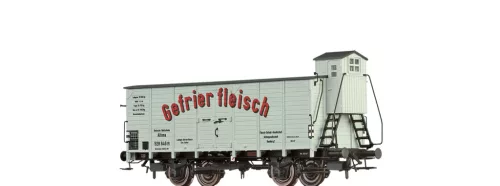 Brawa 51213 Fedett sörszállító teherkocsi fékházzal, Gefrierfleisch Hamburg Altona, DRG (E2) (H0)
