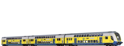 Brawa 64545 Emeletes személykocsi-készlet, 3-részes Metronom (RE 3 Hamburg Hbf) (E6) (N) - világítással