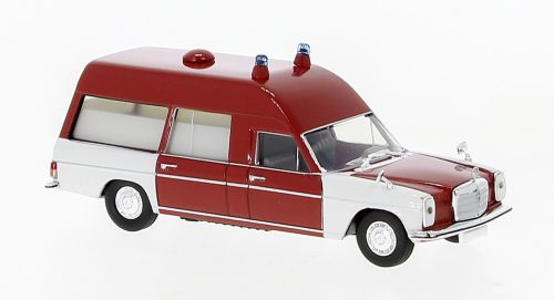 Brekina 13827 Mercedes /8 KTW 1970 mentőautó, piros/fehér (H0)