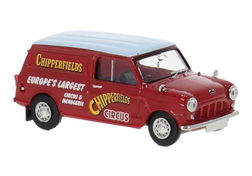 Brekina 15369 Austin Mini Coutryman, piros - Circus Chipperfields (H0)