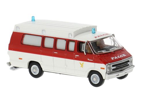 Brekina 18302 Dodge Ambulance 'Falck' (DK) (H0)