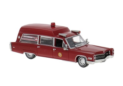 Brekina 19775 Cadillac Meteor Ambulance 1966, piros (H0)