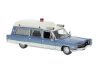 Brekina 19777 Cadillac Meteor Ambulance 1966, kék/fehér (H0)