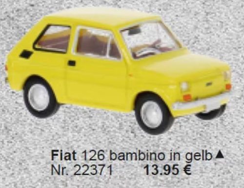 Brekina 22371 Fiat 126 bambino - sárga (H0)