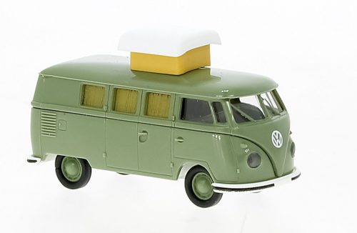 Brekina 31616 Volkswagen Transporter T1b Camper, zöld, kihúzott tetővel 1960 (H0)