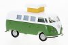 Brekina 31617 Volkswagen Transporter T1b Camper, fehér/zöld, kihúzott tetővel 1960 (H0)