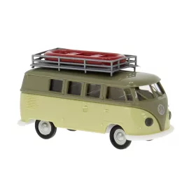   Brekina 31638 Volkswagen Transporter T1b Camper, tetőcsomagtartóval és gumicsónakkal (H0)