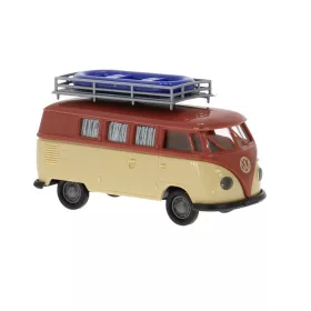   Brekina 31639 Volkswagen Transporter T1b Camper, tetőcsomagtartóval és gumicsónakkal (H0)