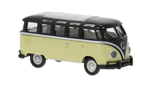 Brekina 31851 Volkswagen Transporter T1b Samba, fekete/bézs (H0)