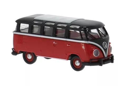 Brekina 31852 Volkswagen Transporter T1b Samba, fekete/piros (H0)