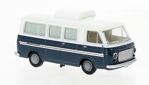 Brekina 34417 Fiat 238 Camper kisbusz, fehér/kék 1966 (H0)