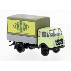   Brekina 34643 OM Lupetto UNIC ponyvás teherautó, Yacco, 1962 (H0)