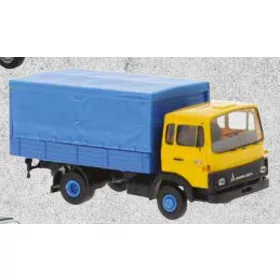   Brekina 34725 Magirus MK 1975, ponyvás italszállító, sárga/kék (H0)
