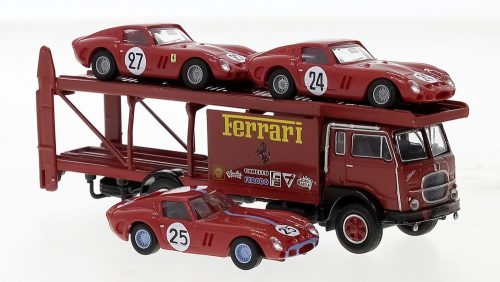 Brekina 58481 Fiat 642 autószállító teherautó 1962, 3 db Ferrari GTO (Busch) (H0)