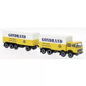   Brekina 58541 Fiat 691 Millepiedi 1970 dobozos teherautó pótkocsival - Gondrand (H0)