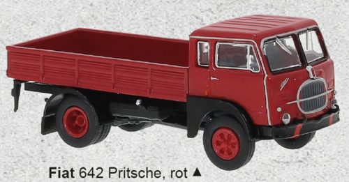 Brekina 58600 Fiat 642 platós teherautó 1962, piros/fekete (H0)