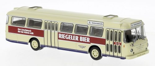 Brekina 59377 Büssing Senator 12 D 1962 autóbusz, Freiburg - Riegeler Bier (H0)